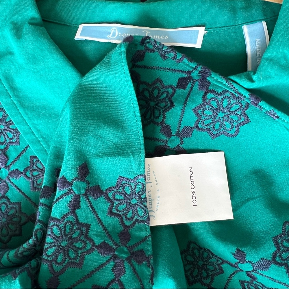 Draper James Green with Navy Ribbon & Embroidery Dress - Picture 7 of 11